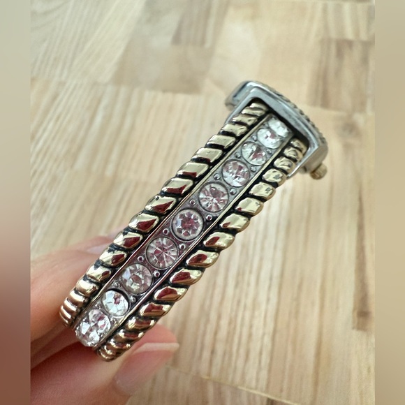 Kim rogers ladies two toned crystal accented bracelet cuff watch NEW BATTERY - Picture 7 of 10